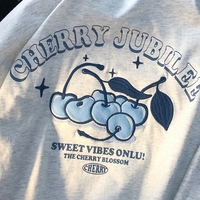 Cherry Embroidery Loose Short Sleeve T-shirt  - Thumbnail 4