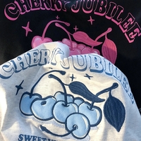 Cherry Embroidery Loose Short Sleeve T-shirt  - Thumbnail 5