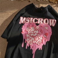 Bear Love Print Loose Short Sleeve T-shirt  - Thumbnail 1