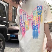 Colorful Butterfly Graphic Short Sleeve T-shirt  - Thumbnail 3