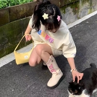 Colorful Butterfly Graphic Short Sleeve T-shirt  - Thumbnail 4