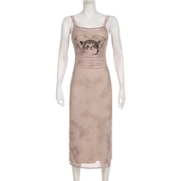 Cat Graphic Print Split Long Dress - Thumbnail 6