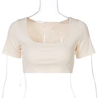 Beige Square Neck Crop Top  - Thumbnail 4
