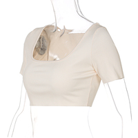 Beige Square Neck Crop Top  - Thumbnail 5