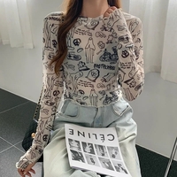 Spooky Mesh Ruffle Long Sleeve Shirt  - Thumbnail 1