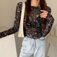 Spooky Mesh Ruffle Long Sleeve Shirt  - Thumbnail 2