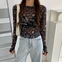 Spooky Mesh Ruffle Long Sleeve Shirt  - Thumbnail 4