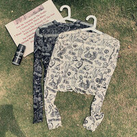 Spooky Mesh Ruffle Long Sleeve Shirt  - Thumbnail 7