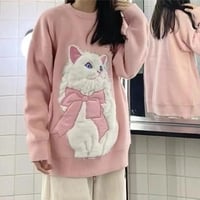Fluffy Cat Print Sweater  - Thumbnail 3