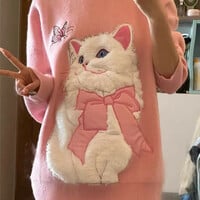 Fluffy Cat Print Sweater  - Thumbnail 5