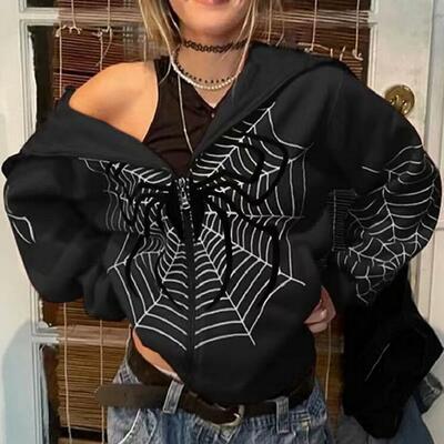 Spider web zip up hoodie - Thumbnail 2