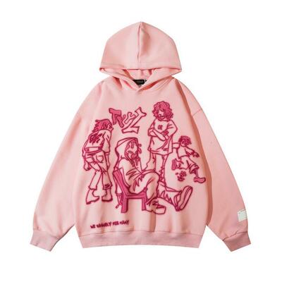 Graffiti Print Pink Hoodie