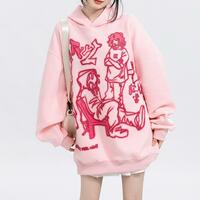 Graffiti Print Pink Hoodie - Thumbnail 2