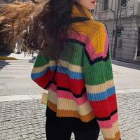 Rainbow Stripe Sweater + Scarf - Thumbnail 2