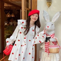 Strawberry Peterpan Collar Ruffle Mini Dress  - Thumbnail 1