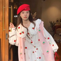 Strawberry Peterpan Collar Ruffle Mini Dress  - Thumbnail 3