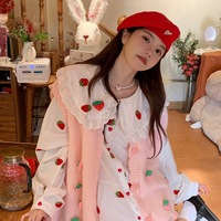 Strawberry Peterpan Collar Ruffle Mini Dress  - Thumbnail 4