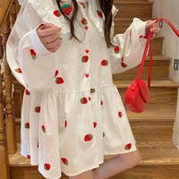 Strawberry Peterpan Collar Ruffle Mini Dress  - Thumbnail 5