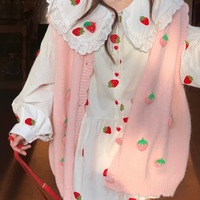 Strawberry Peterpan Collar Ruffle Mini Dress  - Thumbnail 8