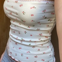 Pink Floral Lace Frill Tube Top  - Thumbnail 3