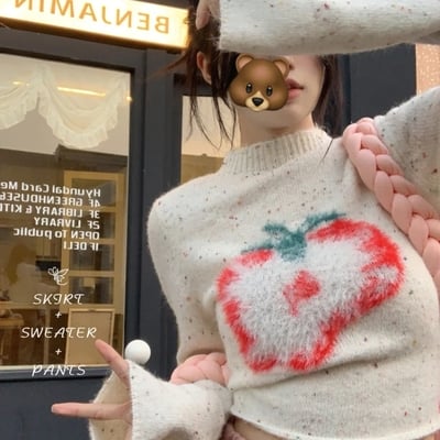 Strawberry turtleneck sweater 