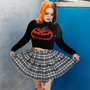 Black Fluffy Pumpkin Turtleneck Sweater -1