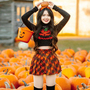 Black Fluffy Pumpkin Turtleneck Sweater -2