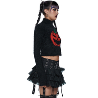 Black Fluffy Pumpkin Turtleneck Sweater  - Thumbnail 5