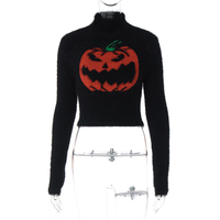 Black Fluffy Pumpkin Turtleneck Sweater  - Thumbnail 4