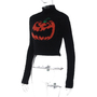Black Fluffy Pumpkin Turtleneck Sweater -2