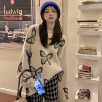 Butterfly Print Loose Sweater  - Thumbnail 2