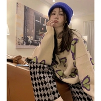 Butterfly Print Loose Sweater  - Thumbnail 3