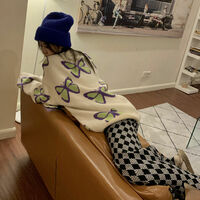 Butterfly Print Loose Sweater  - Thumbnail 5