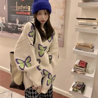 Butterfly Print Loose Sweater  - Thumbnail 6