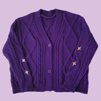 Purple Star Embroidery Button Cardigan  - Thumbnail 3