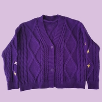 Purple Star Embroidery Button Cardigan  - Thumbnail 4