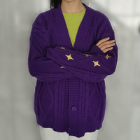 Purple Star Embroidery Button Cardigan  - Thumbnail 6