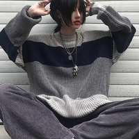 Grey Stripe Patchwork Sweater  - Thumbnail 1