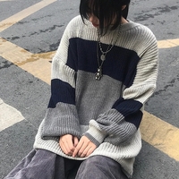 Grey Stripe Patchwork Sweater  - Thumbnail 2