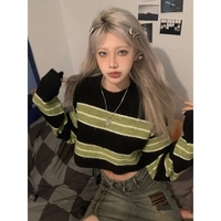Green & Black Cropped Sweater  - Thumbnail 1