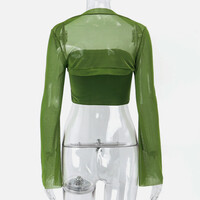 Green Mesh Flare Shawl + Tude Top - Thumbnail 8