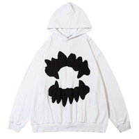 New fashion tooth hoodie, abstract exaggerated street style casual loose hooded long-sleeved sweater - Thumbnail 4