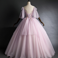 Cute V-Neck Tulle Lace Long Prom Dress, A-Line Evening Party Dress - Thumbnail 2