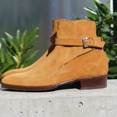 Handmade walnut suede leather jodhpur boot