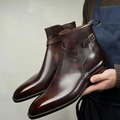Handmade mens dark brown jodhpur boot