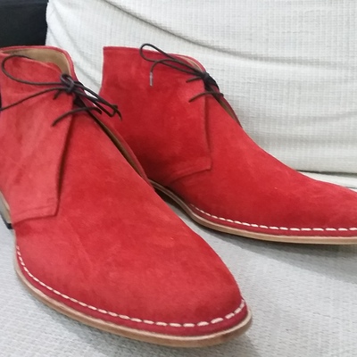 Beautifully handmade red suede leather chukka boot