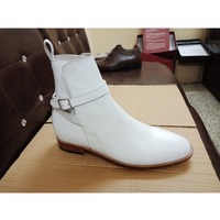 Handmade White Leather Classic Jodhpur Dress Boot - Thumbnail 3