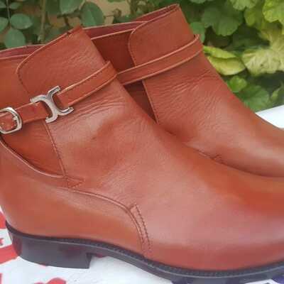 Brown leather custom made men's handmade jodhpur rounded strap boot