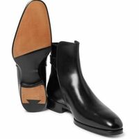 New Handmade Men Black Jodhpur Ankle High Fashion Boot - Thumbnail 2
