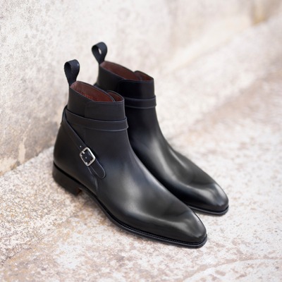 Handmade men black jodhpur monk strap boot
